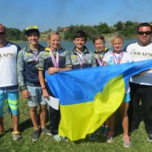 Команда воднолыжников Украины с тренерами Юрием Еремеевым и Максимом Семавиным (фото автора)