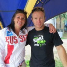 Чемпионы и рекордсмены России в водных лыжах за электротягой Татьяна Чуракова и Владимир Рянзин (фото Натальи Рянзиной)